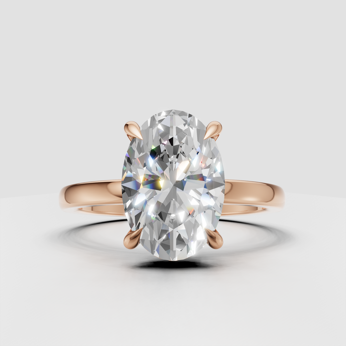 Luxury oval diamond ring with hidden halo setting