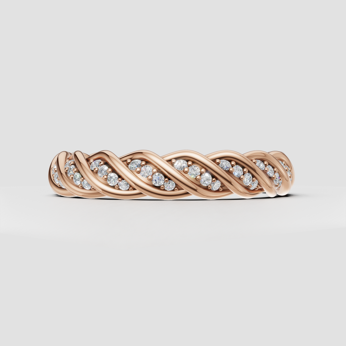 Twisted diamond wedding ring