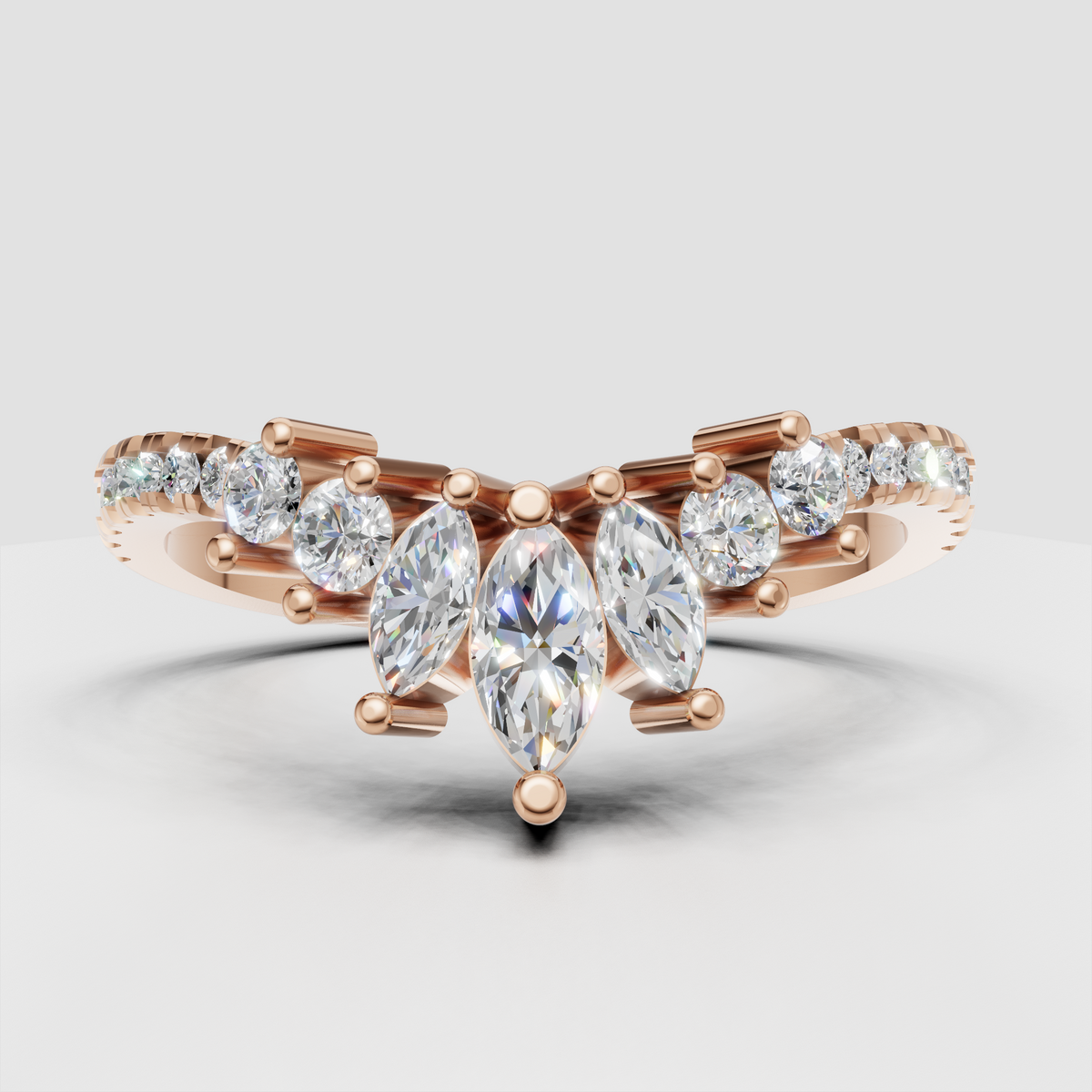 Elegant marquise diamond bridal stacker