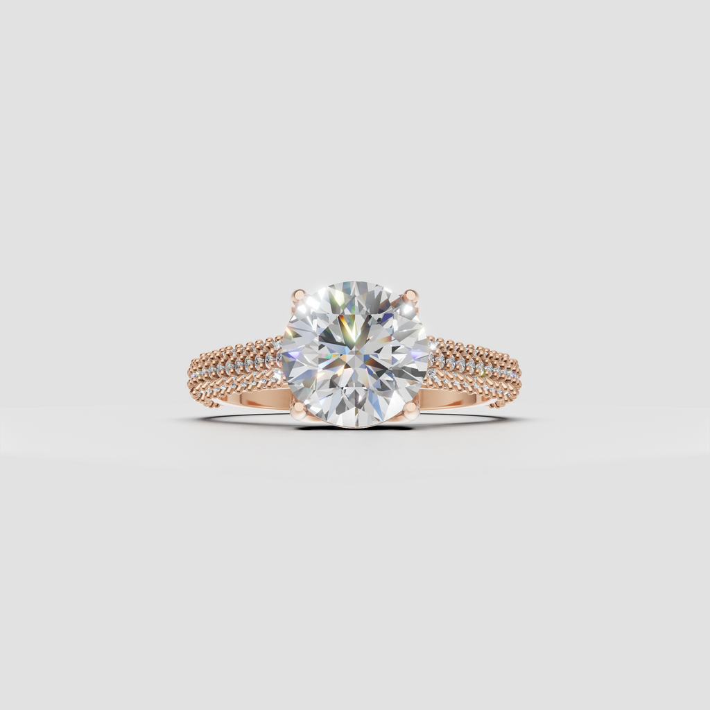 Yellow gold round diamond solitaire ring side profile