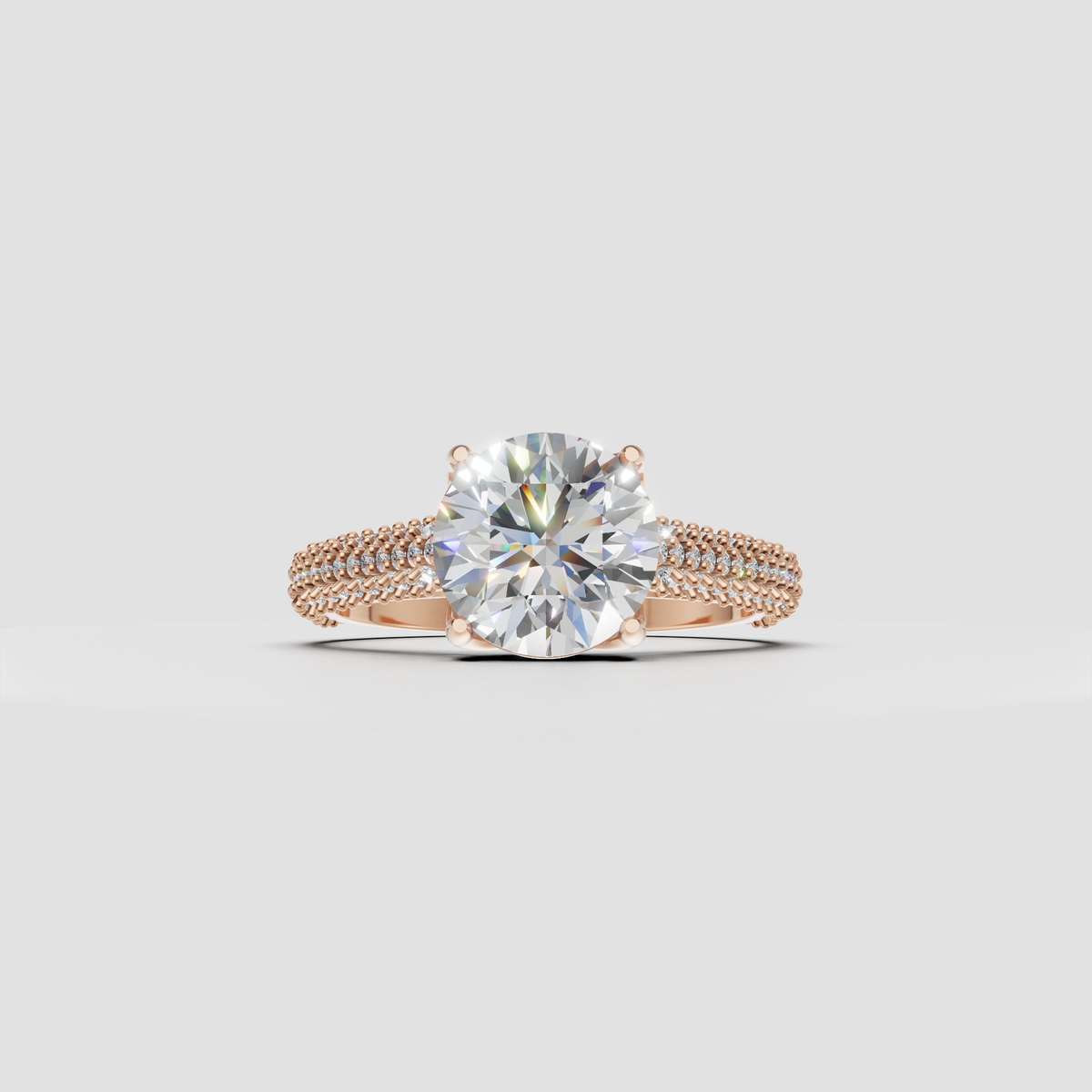 Yellow gold round diamond solitaire ring side profile