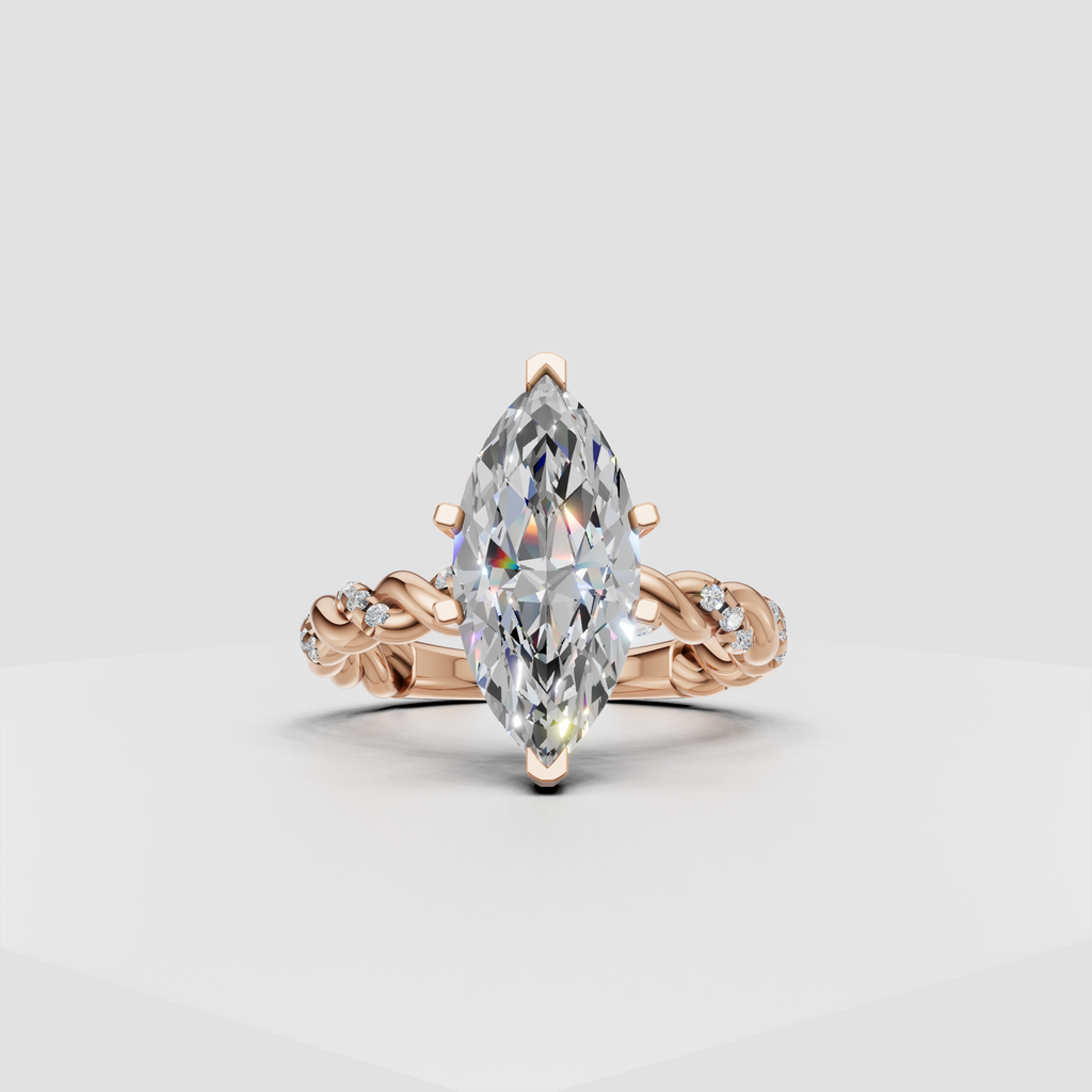 Marquise diamond ring showcasing intricate intertwined vine detailing