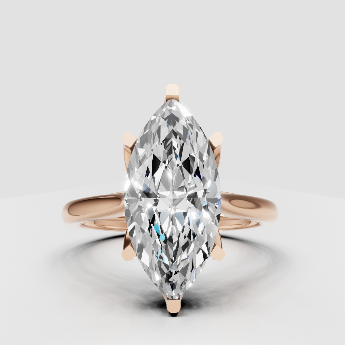 Marquise solitaire ring with graceful split shank design
