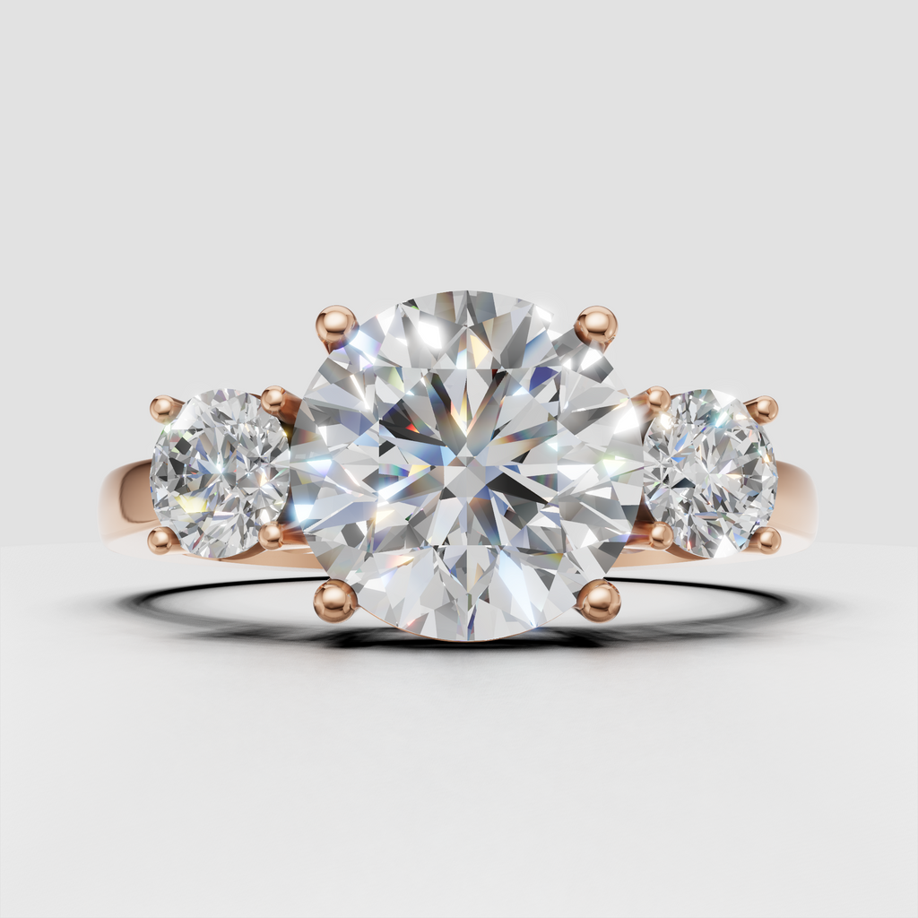 Round cut diamond three stone bridal ring