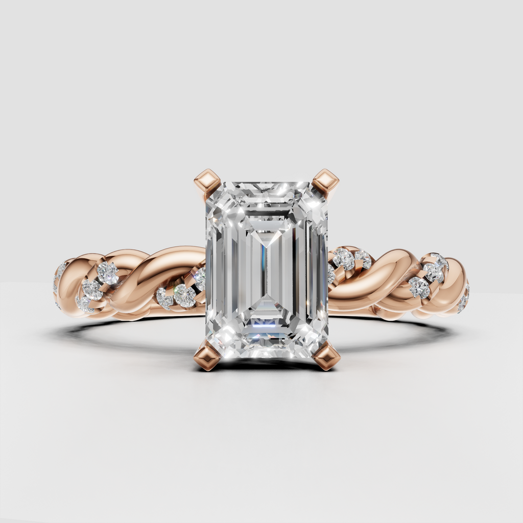 Emerald cut diamond proposal ring with elegant gold band