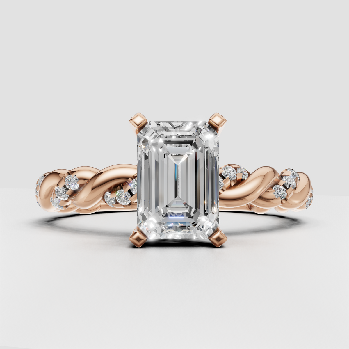 Emerald cut diamond proposal ring with elegant gold band