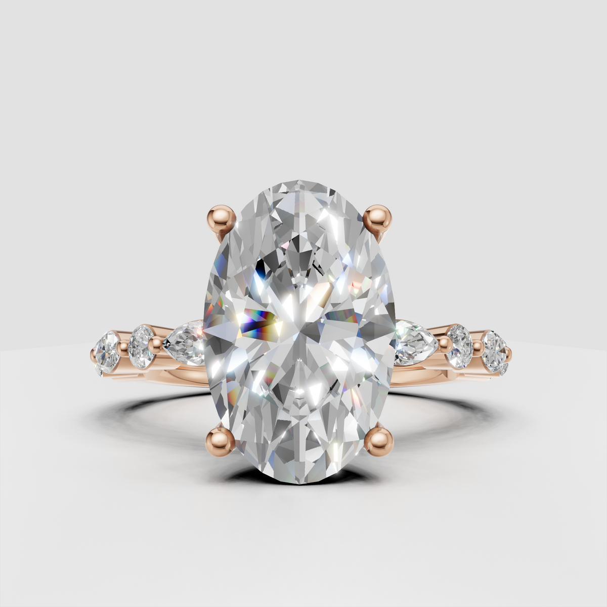 Four prong oval diamond engagement ring