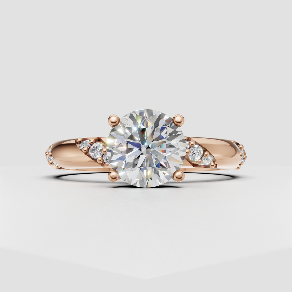 Yellow gold engagement ring featuring round center diamond