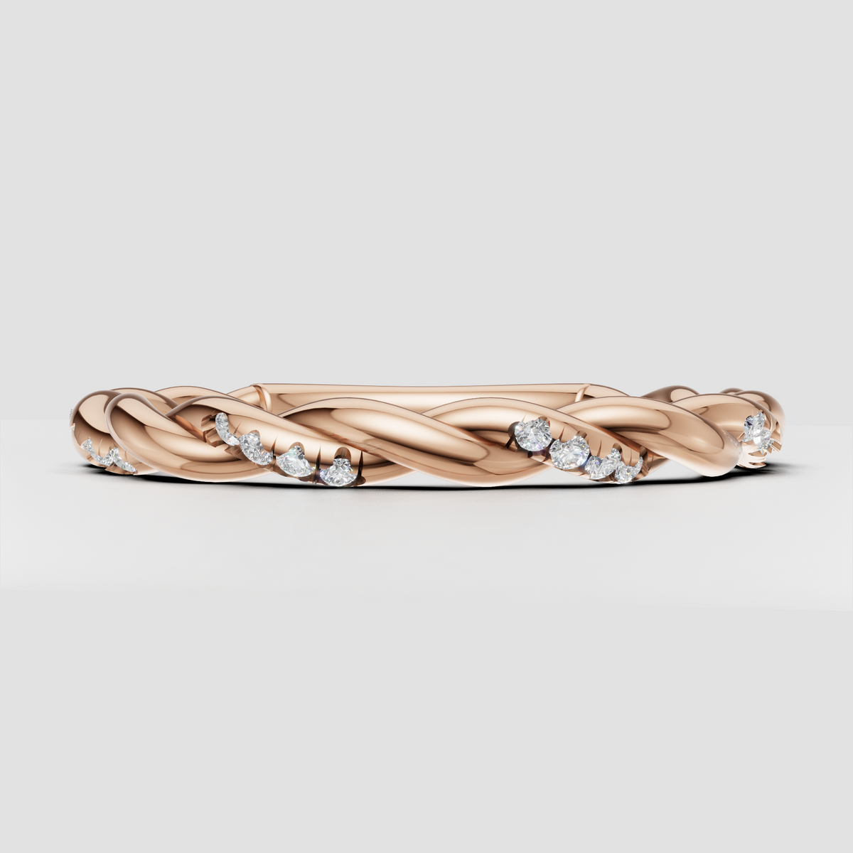 Detailed braided diamond band from front view