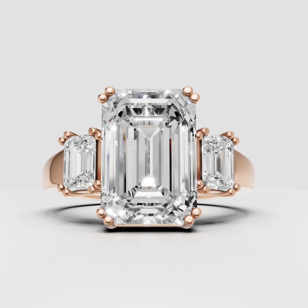 Polished yellow gold three stone diamond ring