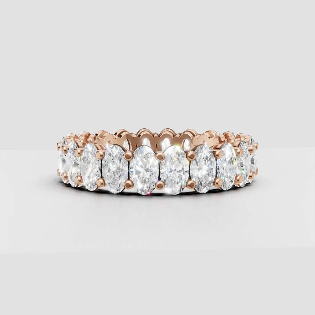 Elegant oval cut diamond full eternity band ring