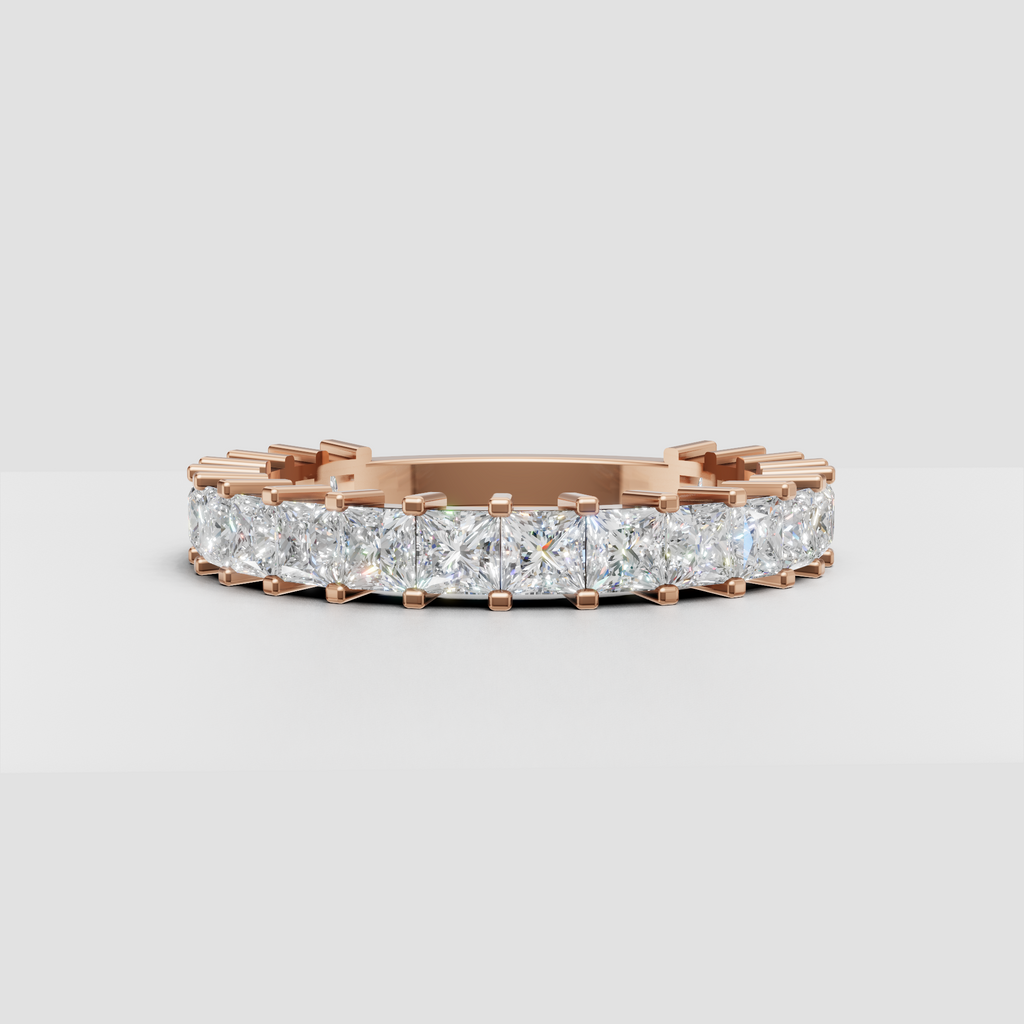 Front view of full cushion diamond eternity ring