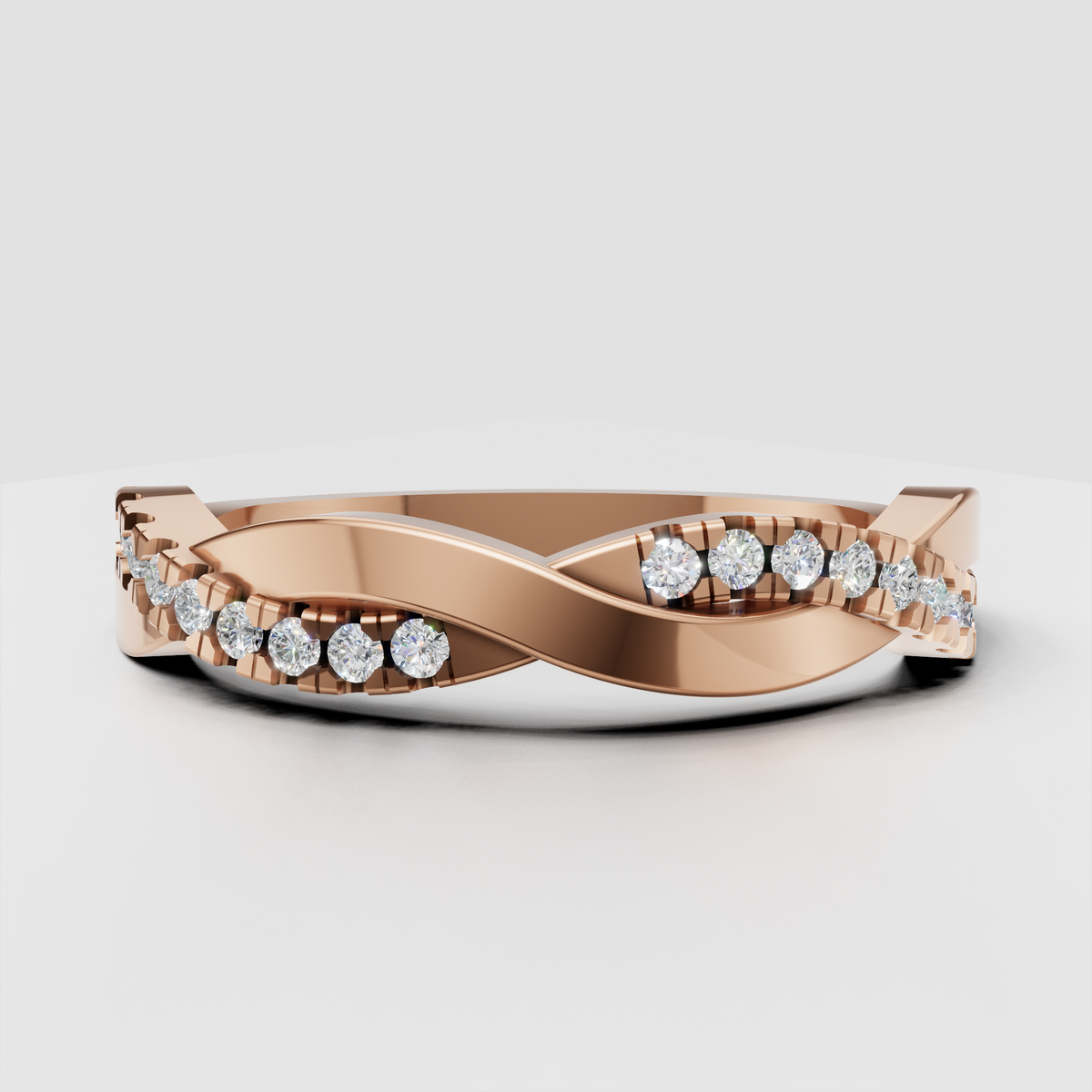 Luxury round diamond half eternity wedding ring