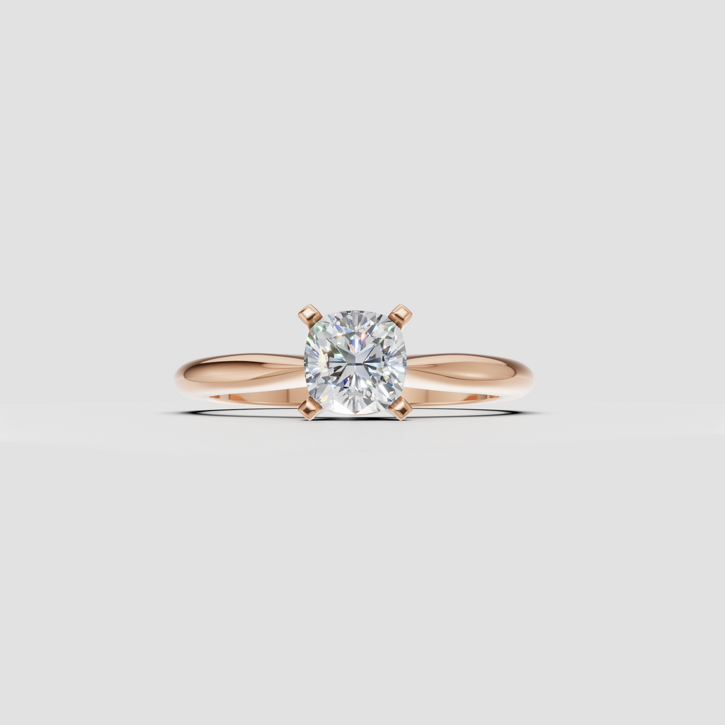 Side view of cushion diamond engagement ring setting