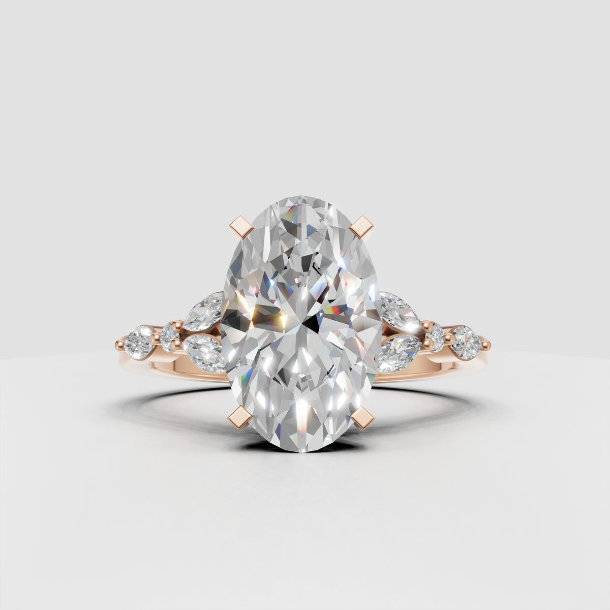 Yellow gold engagement ring with oval center diamond