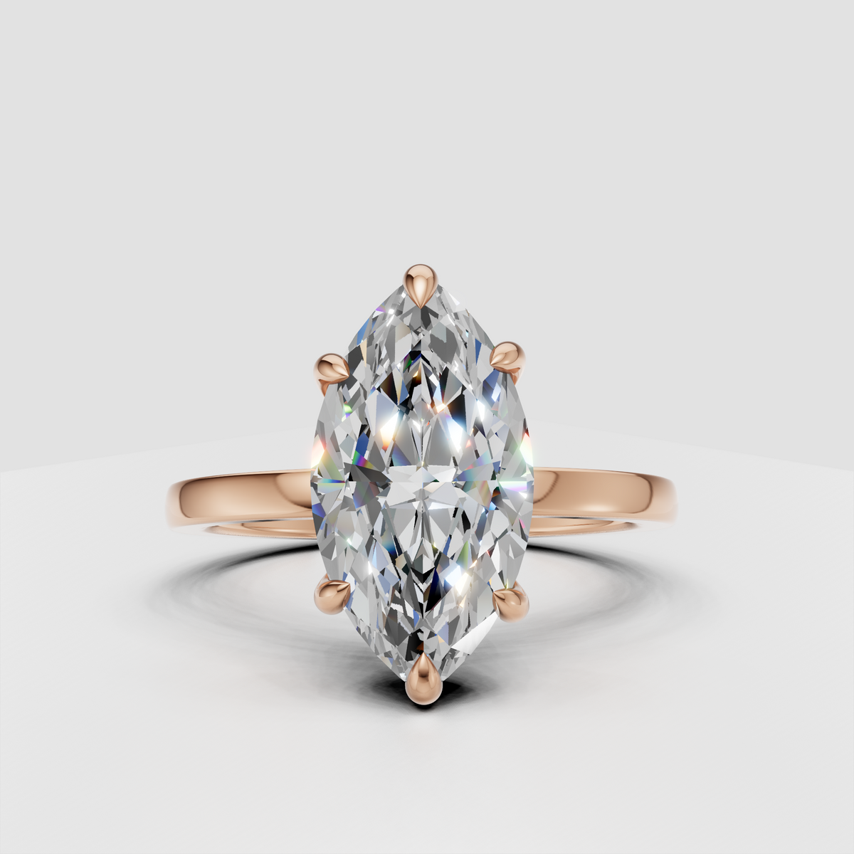 Marquise diamond ring with elevated six-prong setting