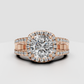 Pave cushion diamond halo ring in gold