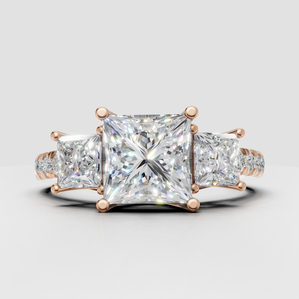 Princess diamond engagement ring with polished gold band