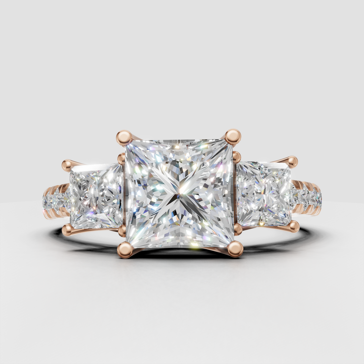 Princess diamond engagement ring with polished gold band