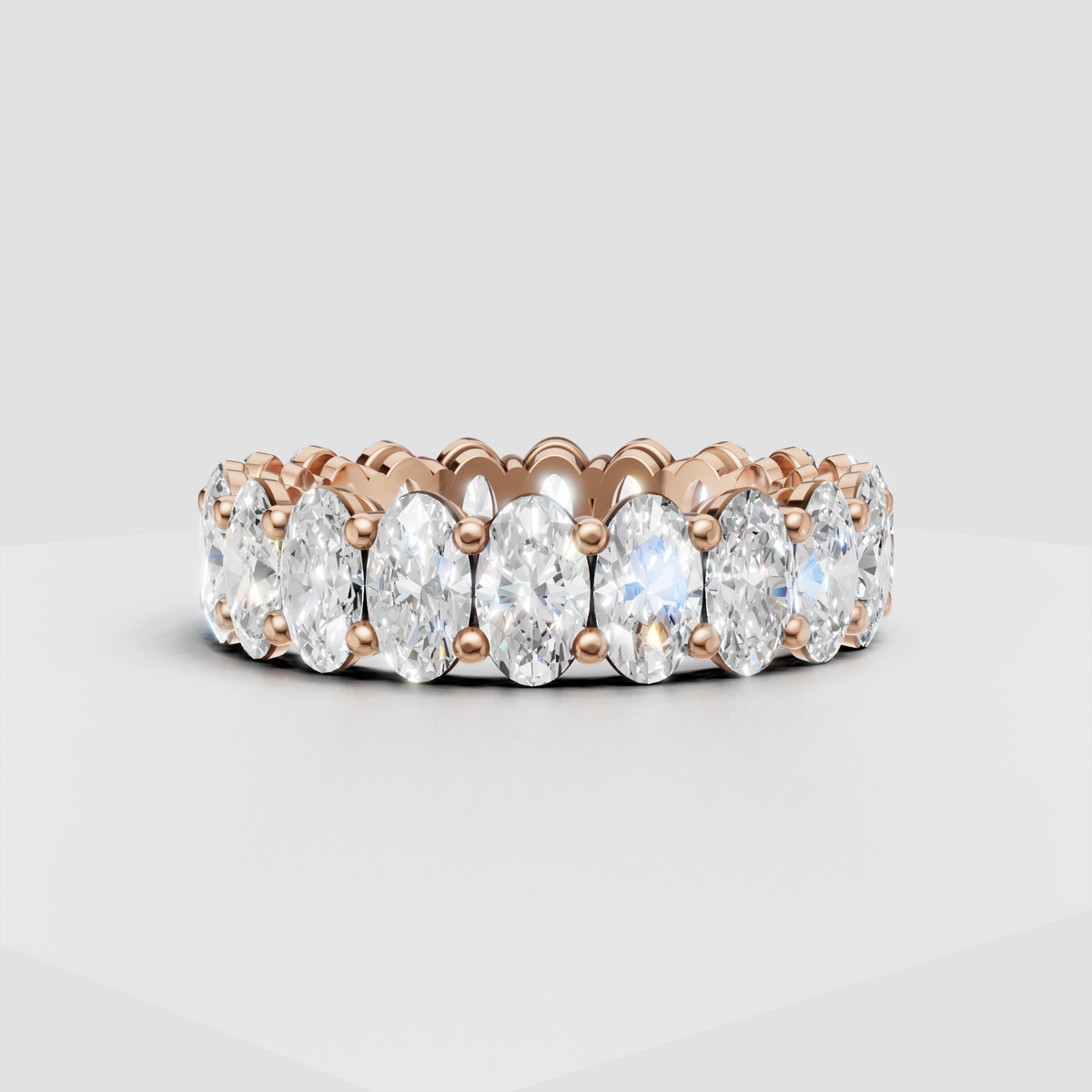 Full eternity oval diamond band with open gallery