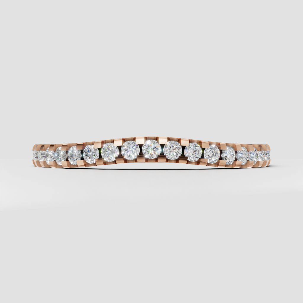 Elegant yellow gold diamond stacking band with round stones