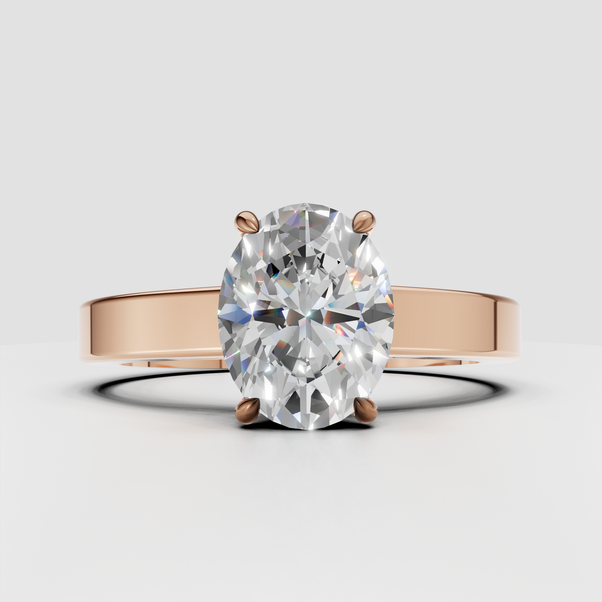 Elegant yellow gold oval solitaire ring
