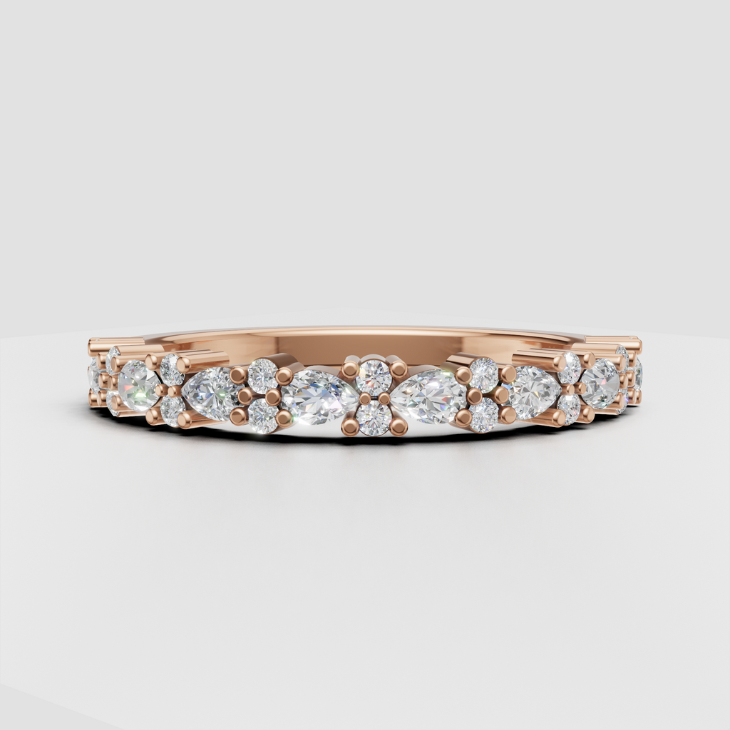 Polished yellow gold diamond half eternity band