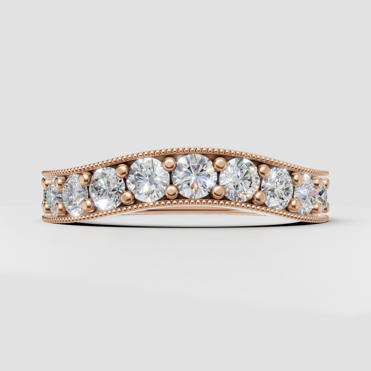 Round Cut Diamond Milgrain Eternity Band Ring