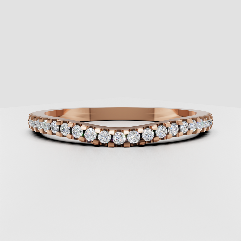 Round diamond half eternity bridal ring with prong settings