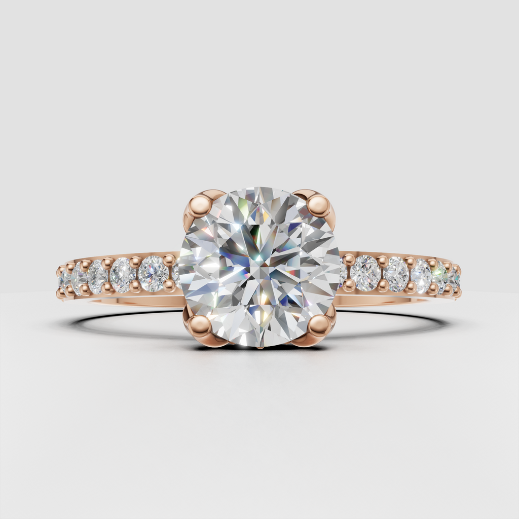 Pavé diamond yellow gold engagement ring