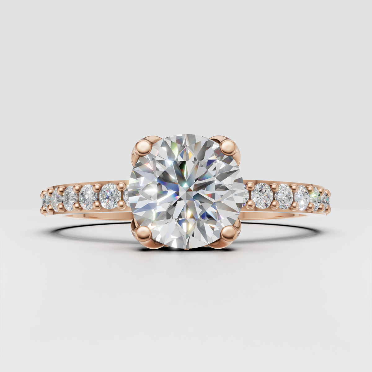 Pavé diamond yellow gold engagement ring