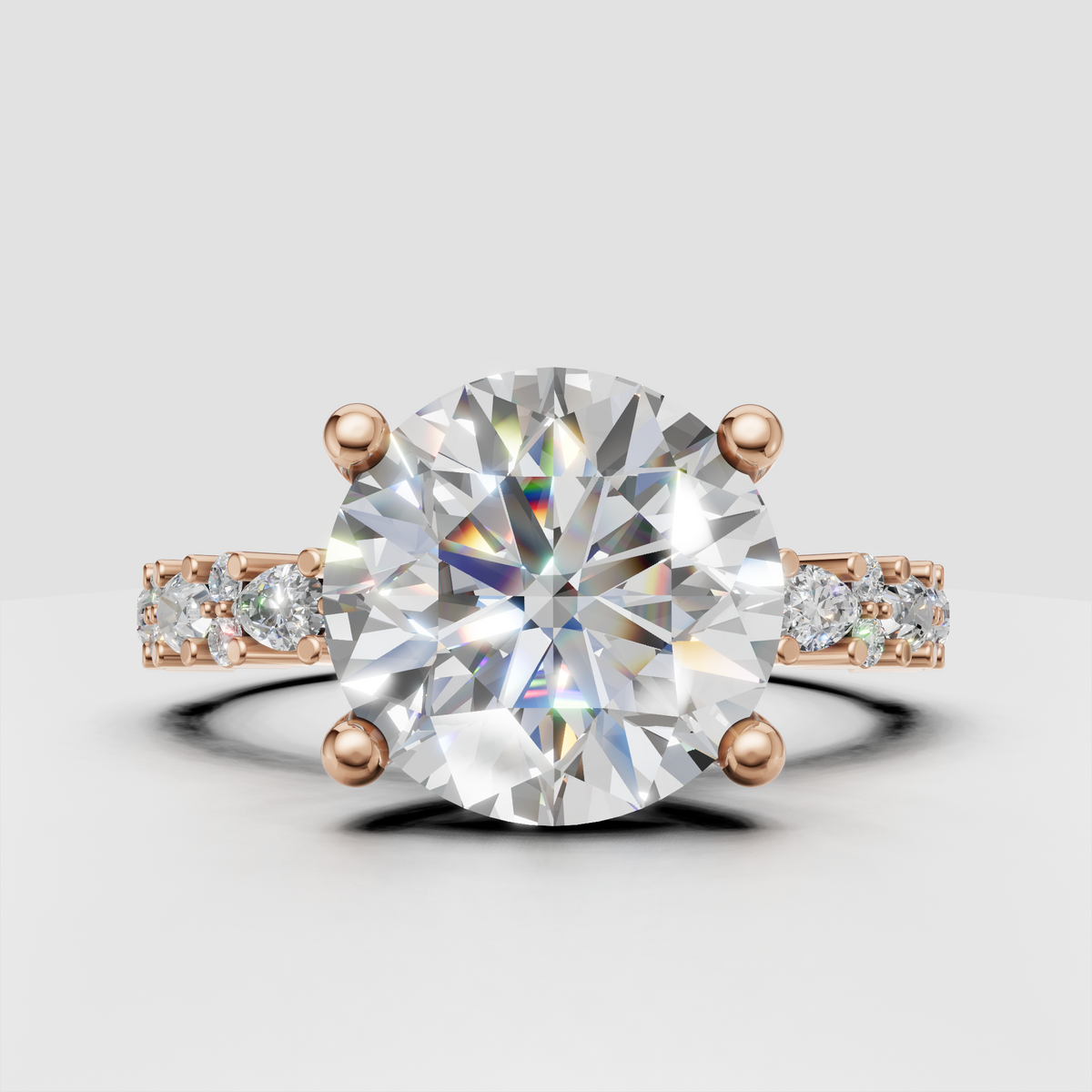 Emerald Cut Lab Grown & Moissanite Diamond Halo Engagement Ring - Image 4