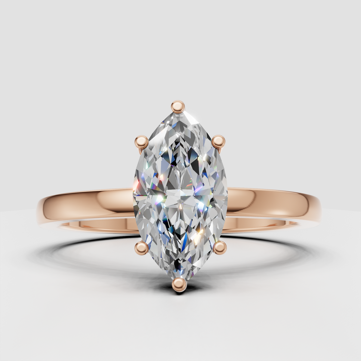 Marquise engagement ring with elongated center stone