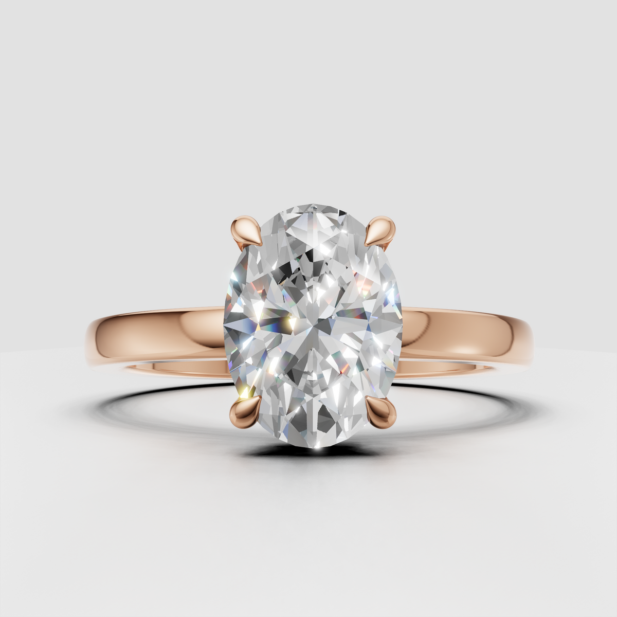 Oval cut diamond ring with sparkling hidden halo detailing