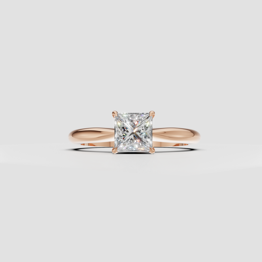 Luxury princess diamond solitaire ring viewed from the front