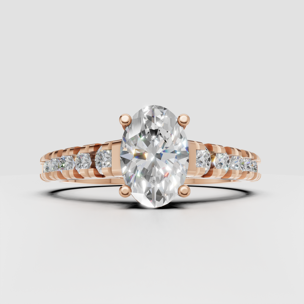 Luxury oval engagement ring with sparkling round side diamonds