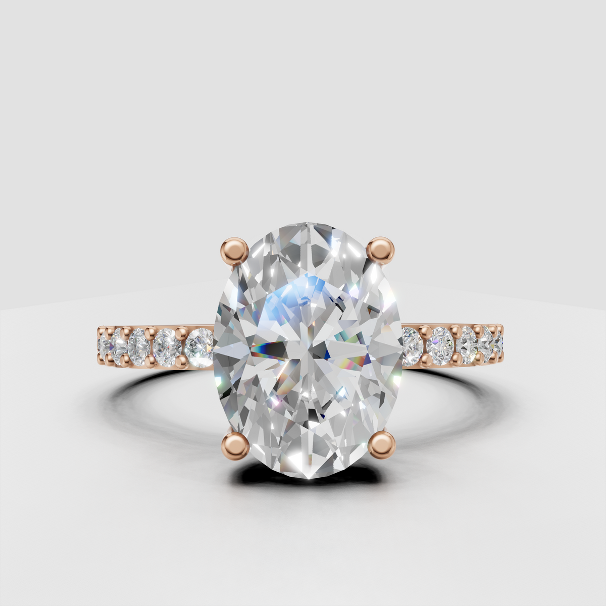 Oval diamond proposal ring with elegant hidden halo setting