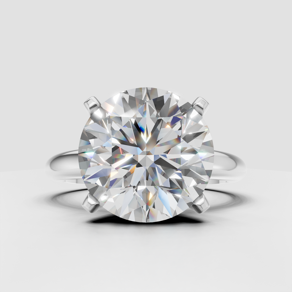 Round solitaire diamond ring close-up jewelry photography
