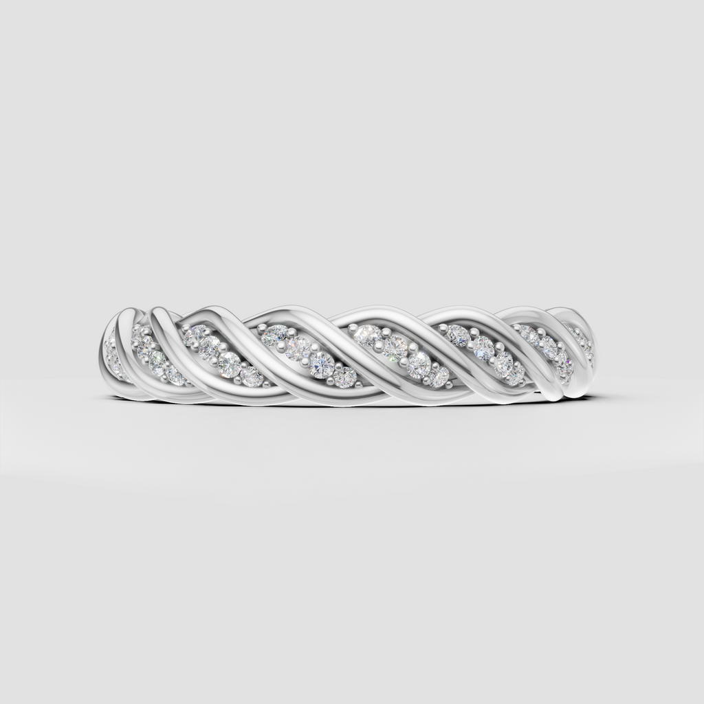 Interwoven diamond wedding band