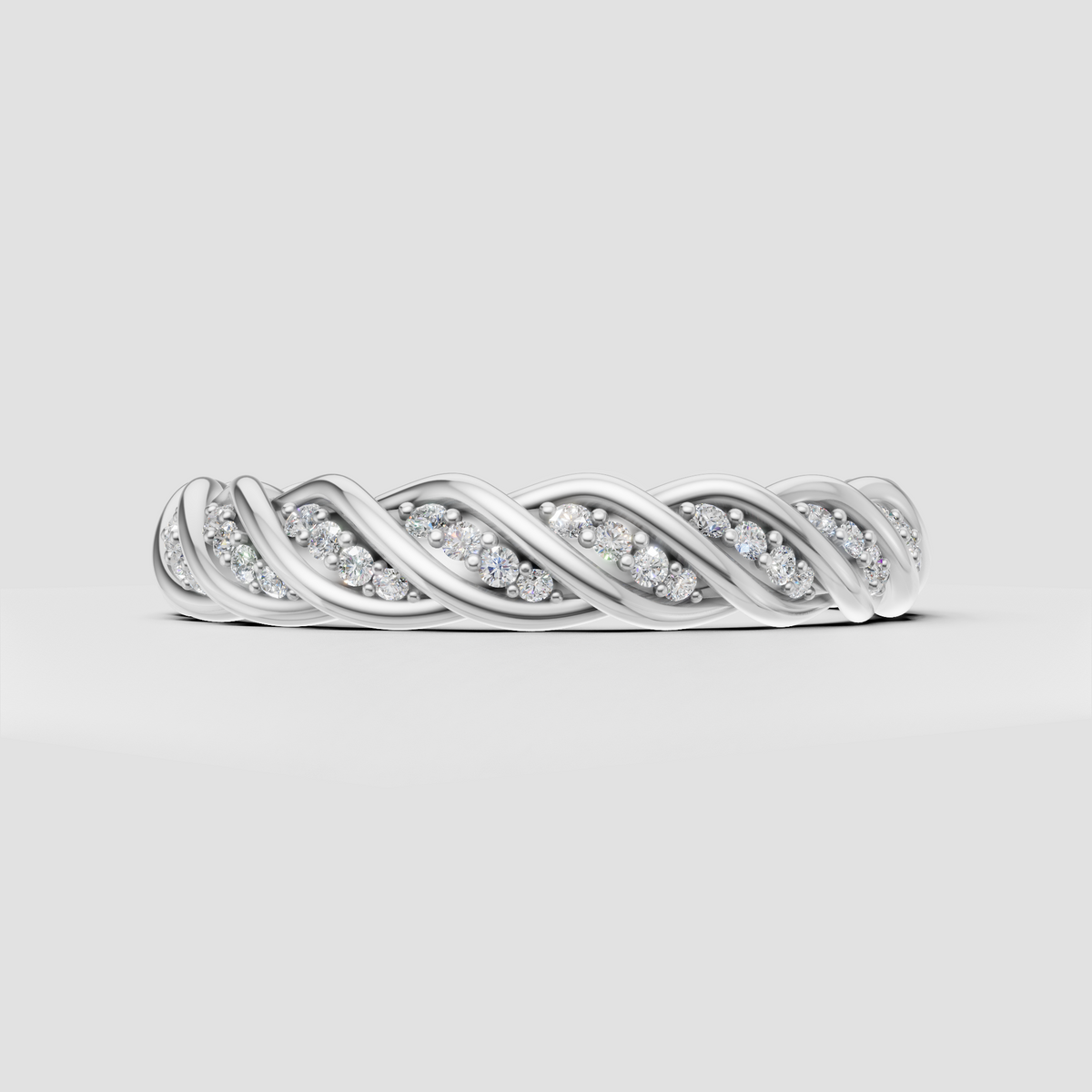 Interwoven diamond wedding band