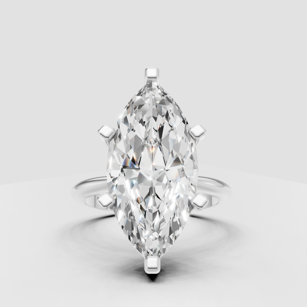 Elegant marquise solitaire engagement ring with six prongs