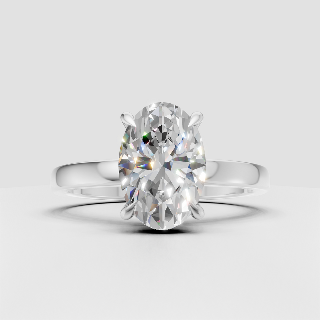 Yellow gold oval diamond hidden halo engagement ring
