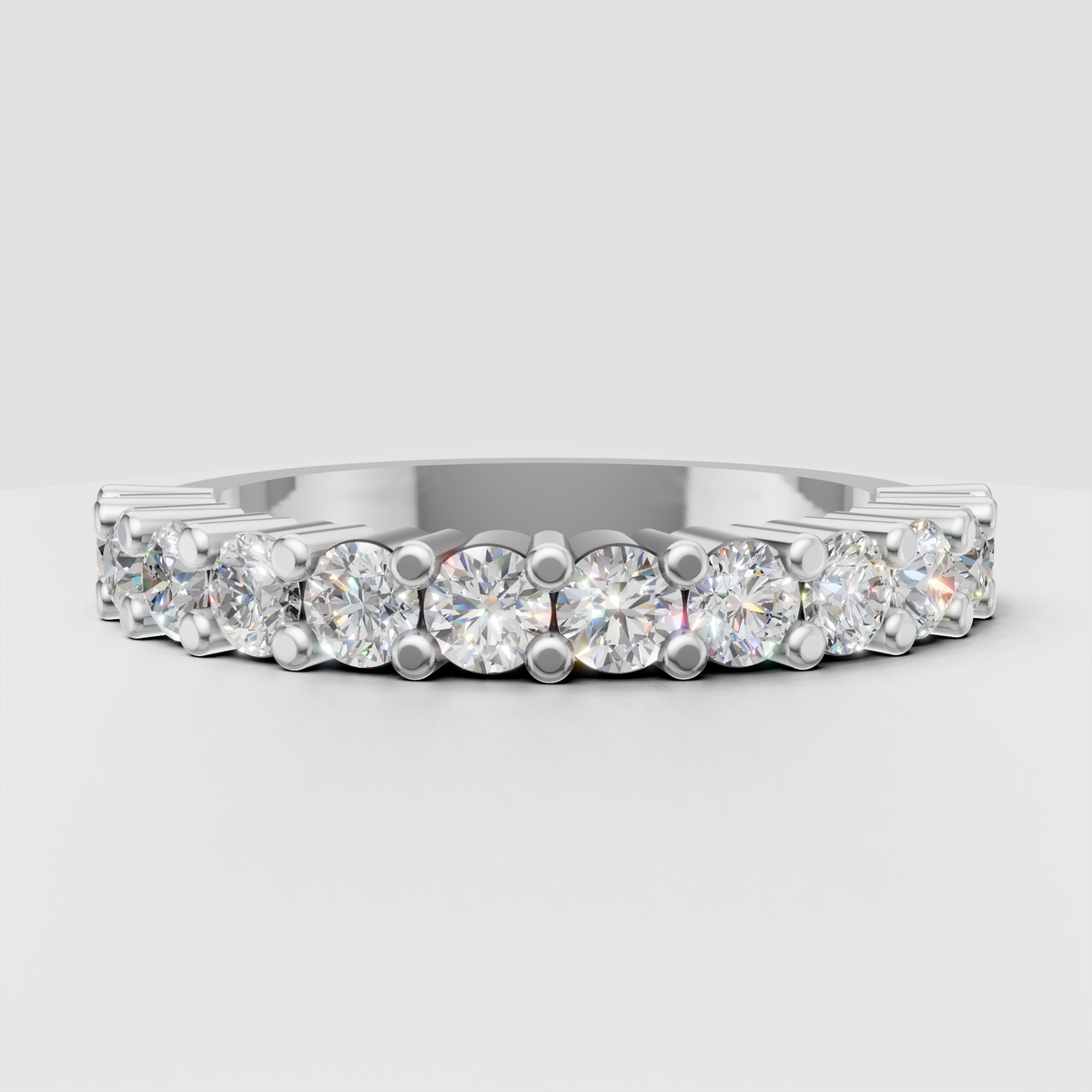 Round diamond stacking wedding band in gold