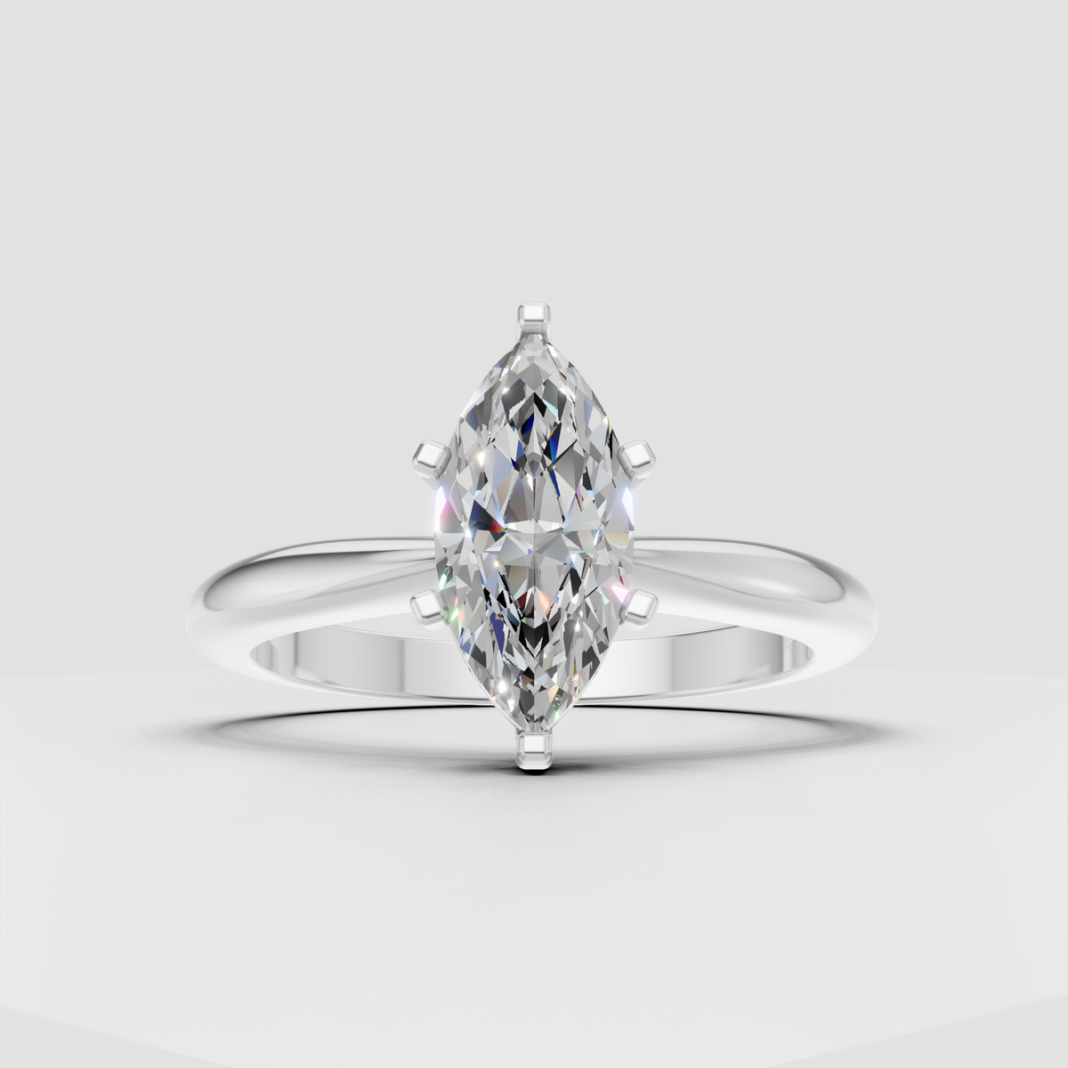 Marquise diamond ring with minimalist solitaire setting