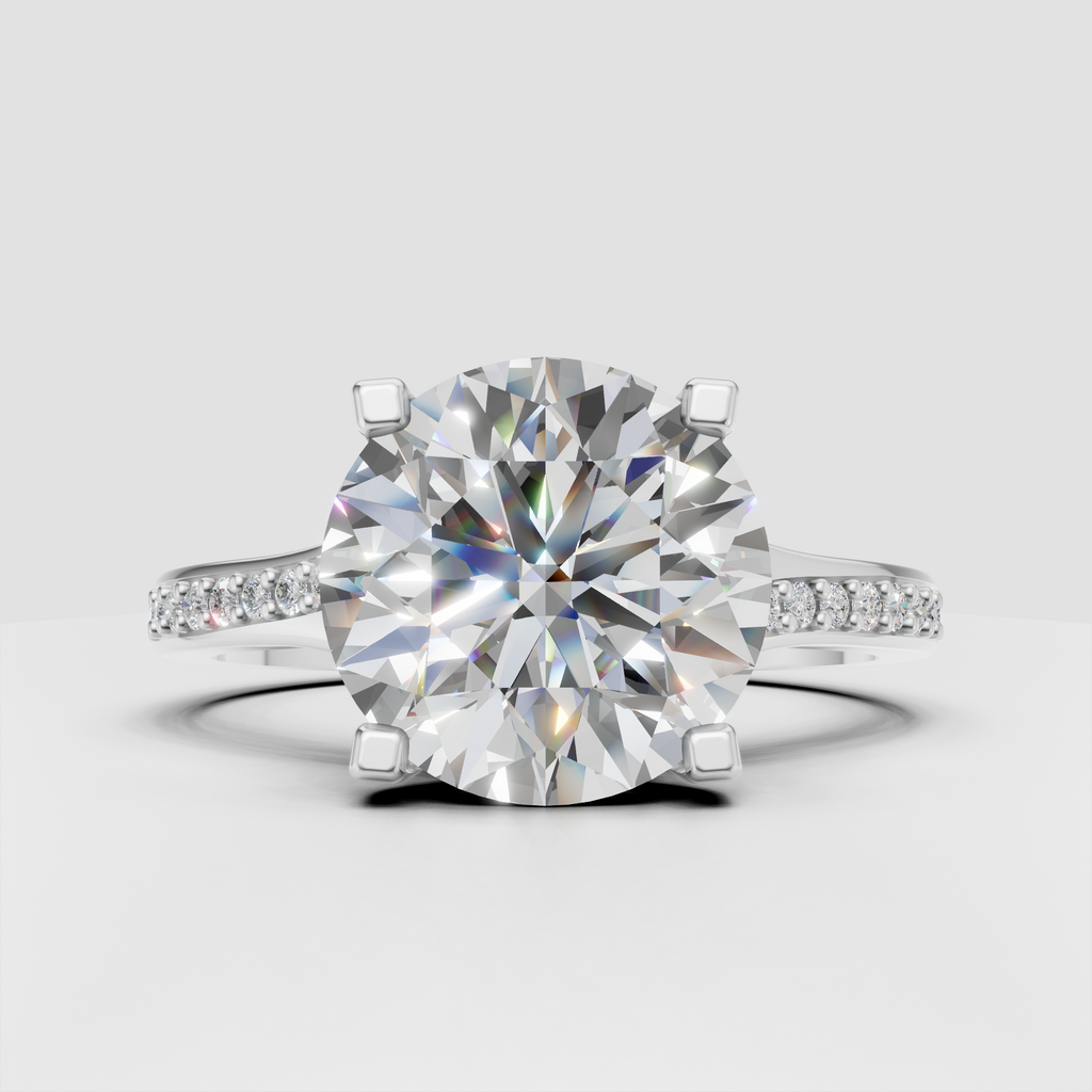 Pavé round diamond engagement ring in polished yellow gold