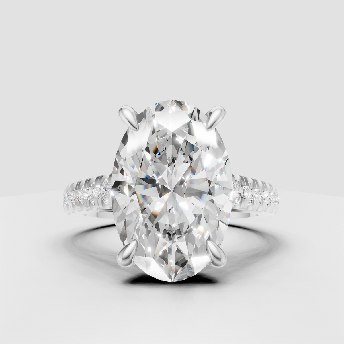 Oval cut diamond split shank ring
