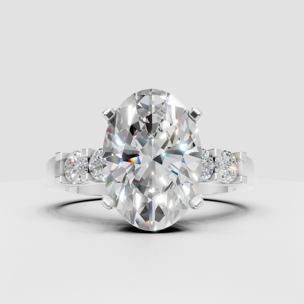Five stone oval diamond engagement ring with cathedral setting