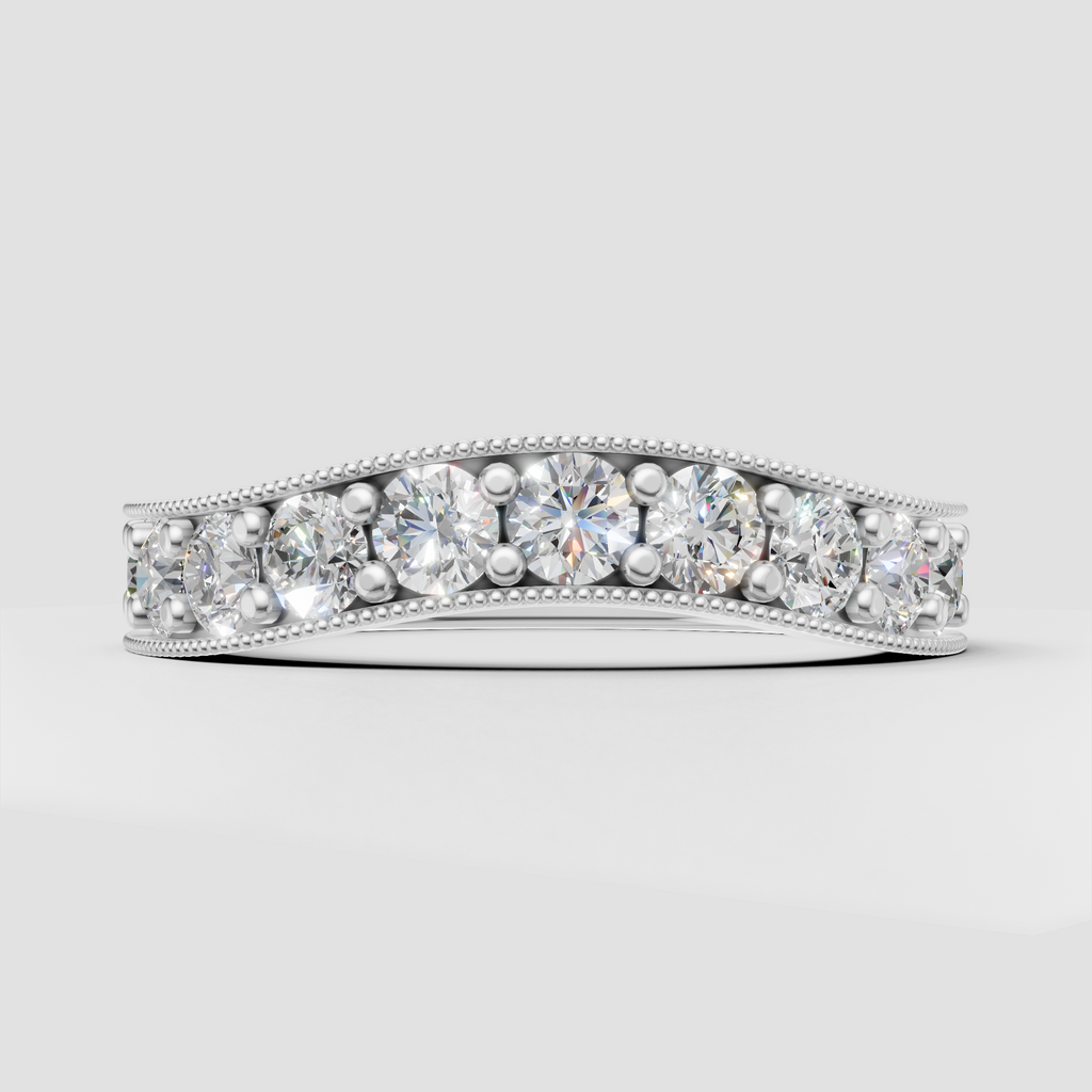 Round Cut Diamond Milgrain Eternity Band Ring