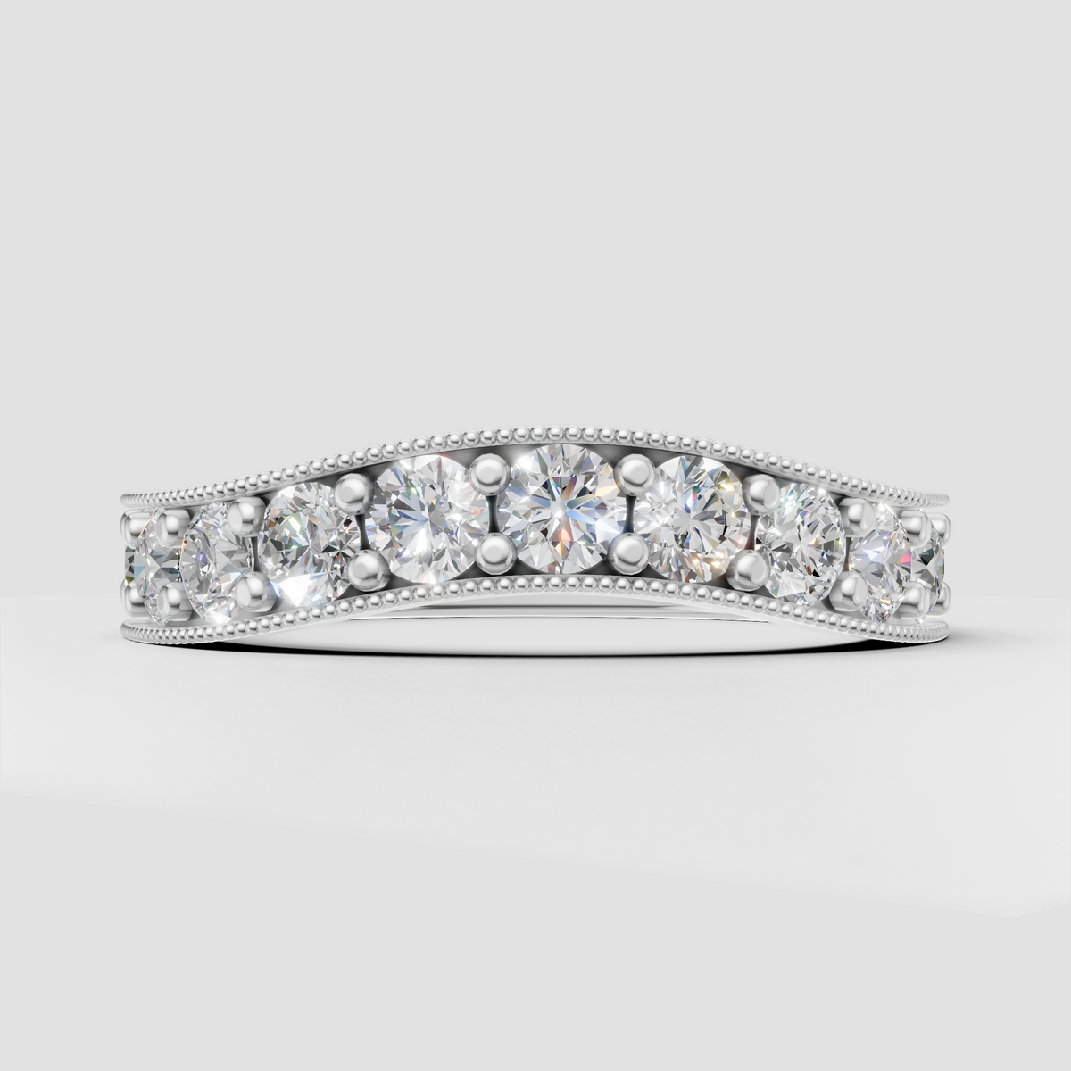 Round Cut Diamond Milgrain Eternity Band Ring