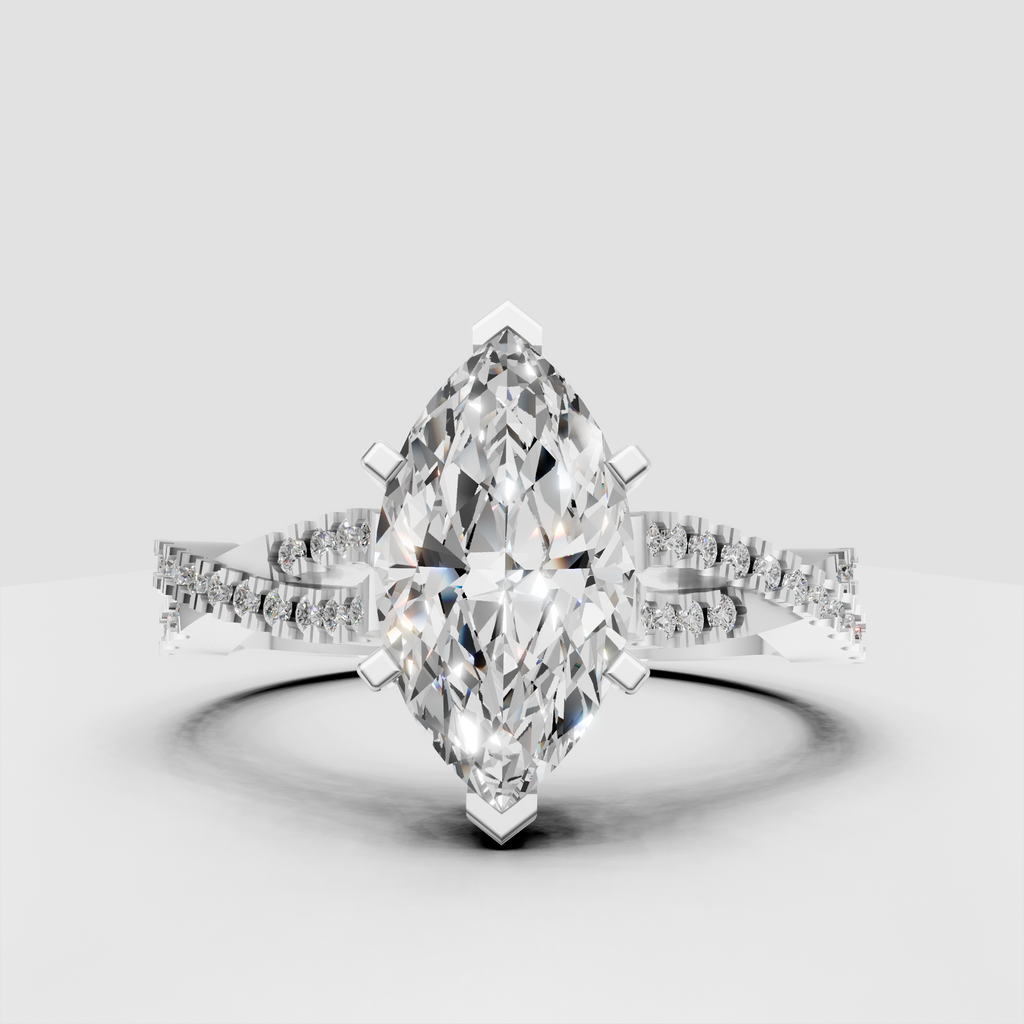 Pear Cut Lab Grown & Moissanite Diamond Halo Engagement Ring